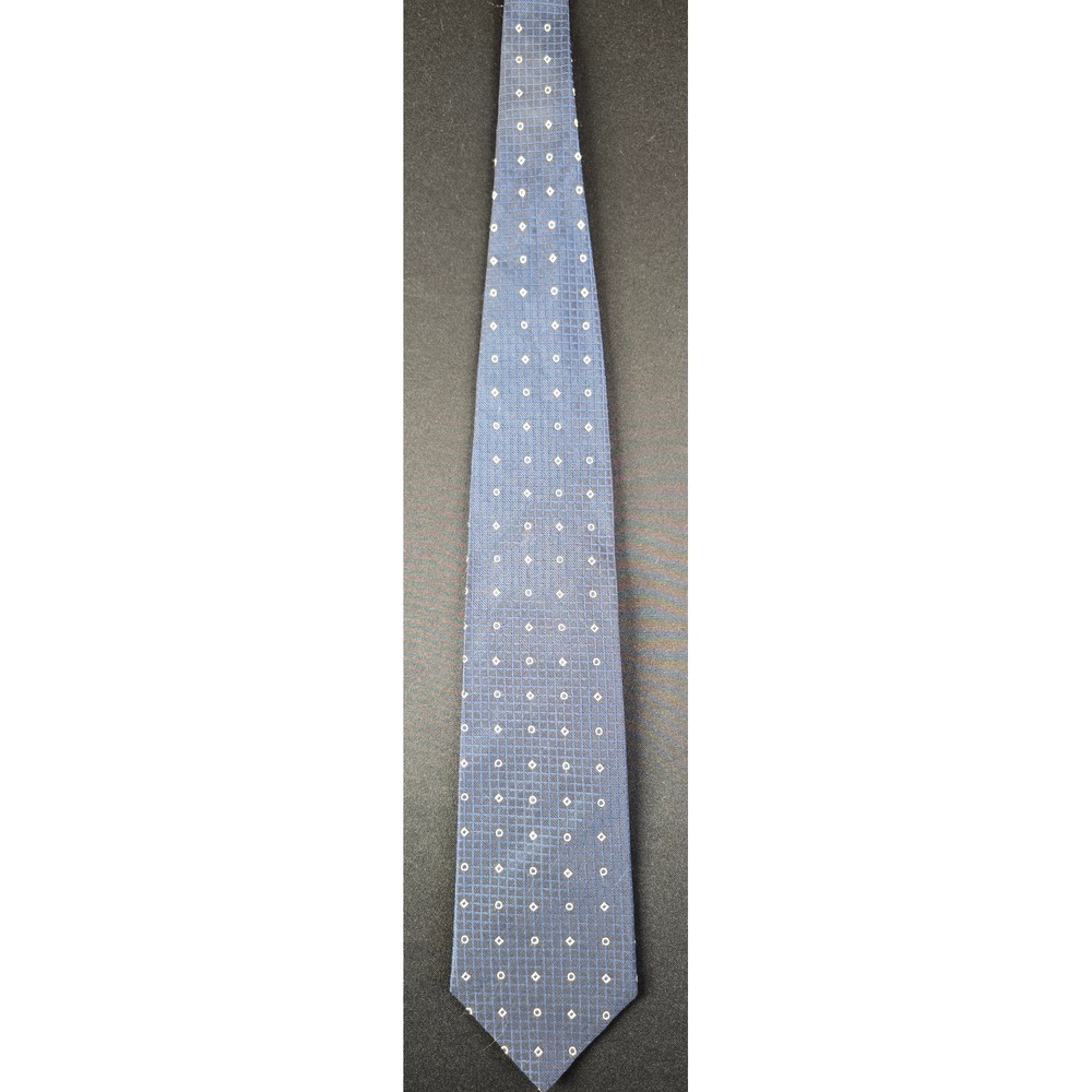 Bruno Piattelli Mens Blue Geometric Pure Silk Necktie Made in USA
